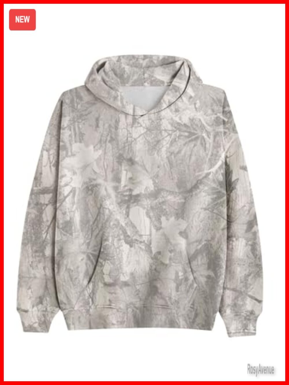Oversized Fleece Lined Camo Hoodie Drop Shoulder Kangaroo Pocket Pullover